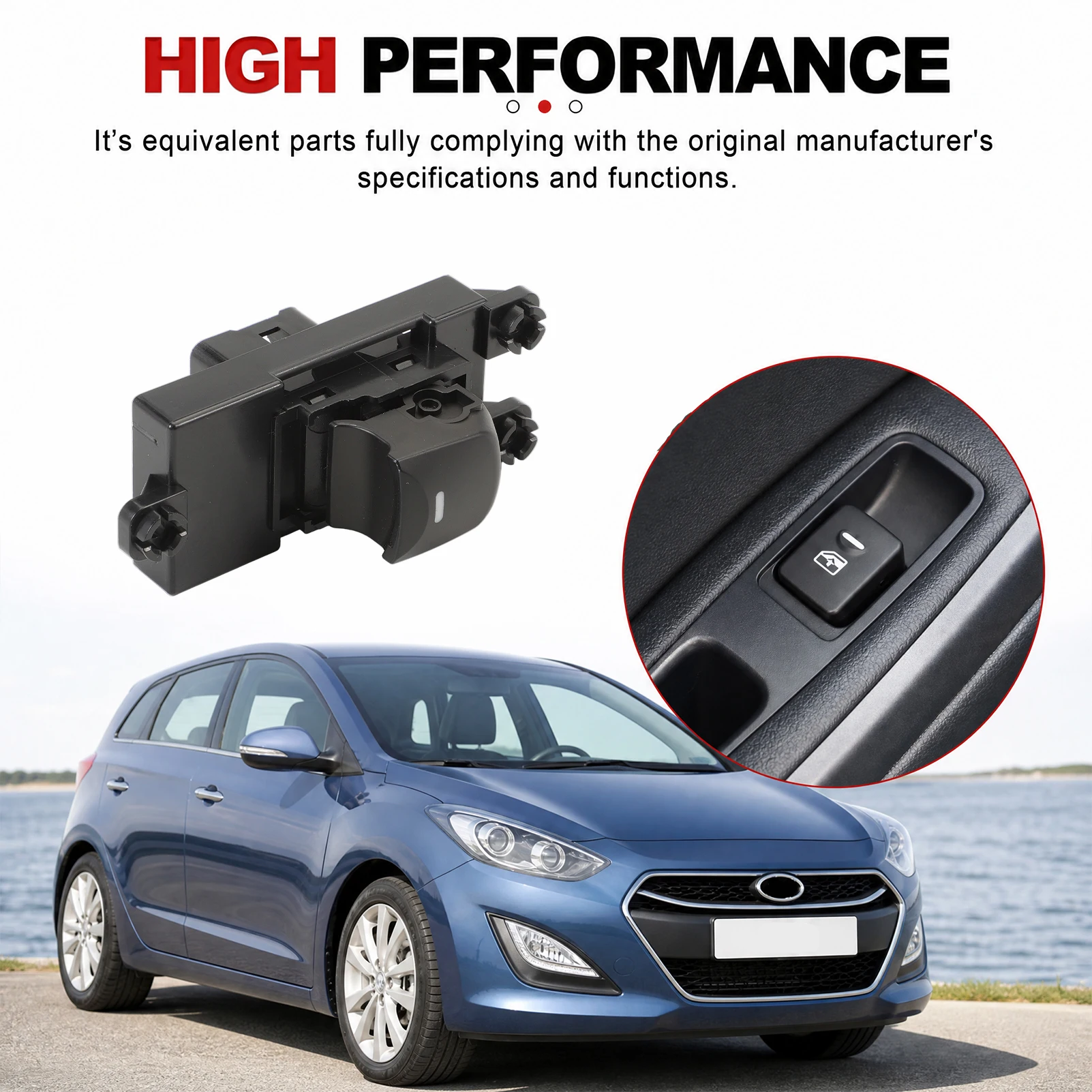 LHD RHD Fensterheberschalter vorne links rechts für Hyundai I30 2012 2013 2014 2015 2016 Einzel-Fensterheberschalter 93570-A6560 – Detail 3