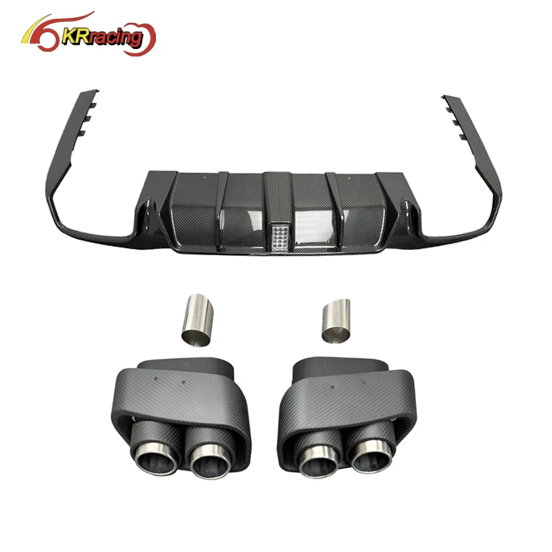 Rocket 900 Style Dry Carbon Fiber Car Rear Diffuser Lip With Exhaust Tips For Mercedes Benz E Class W213 E63 2021-2024