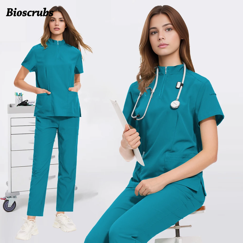 Zestaw Mundurów Medycznych Damski Unisex Kosmetyczka SPA Odzież Robocza Szpital Klinika Weterynaryjna Anestezjolog Odzież Robocza Stomatologia Mundurek Medyczny