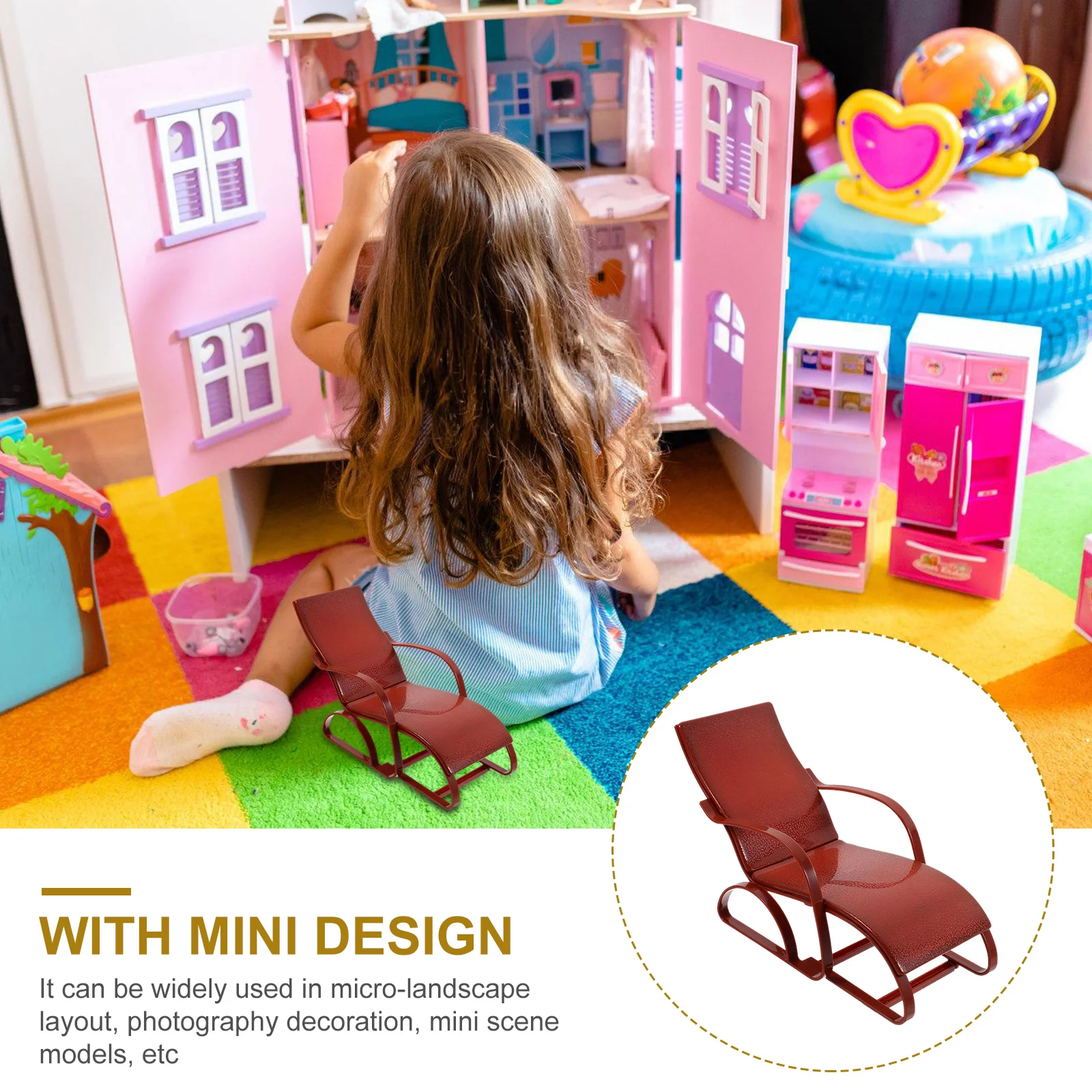 Krzesło plażowe Mini Model domu Meble Miniaturowy salon Zabawka Dekoracja Plastikowe dziecko