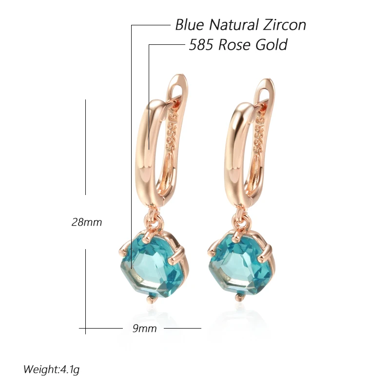 JULYDREAM Geometric Blue Zircon Light Luxury Dangle Earrings 585 Gold Color Simple Women Jewelry Party Daily Sexy Accessories