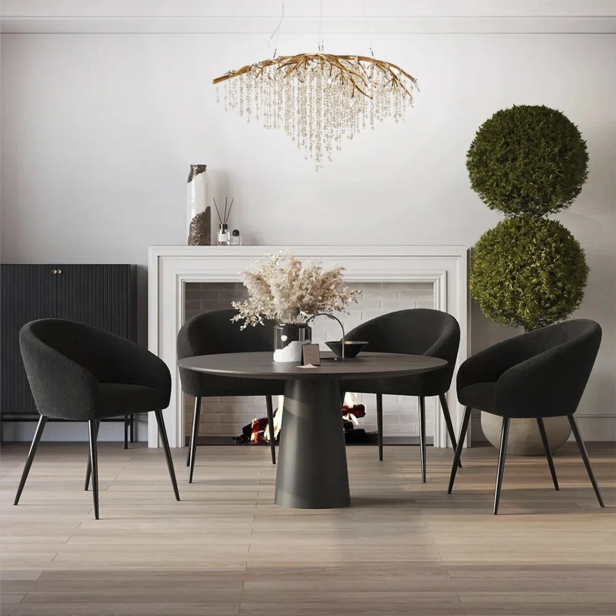 Modern Luxury Crystal Chandelier For Living Dining Room Kitchen Table Hall Gold Silver Tree Branch Iron Ceiling Pendant Lamp