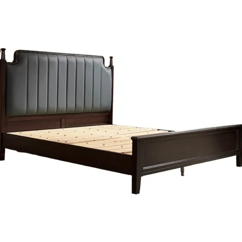Vintage black double bed vintage mahogany solid wood bedFrench princess bedbedbed bedroom upholstered bed