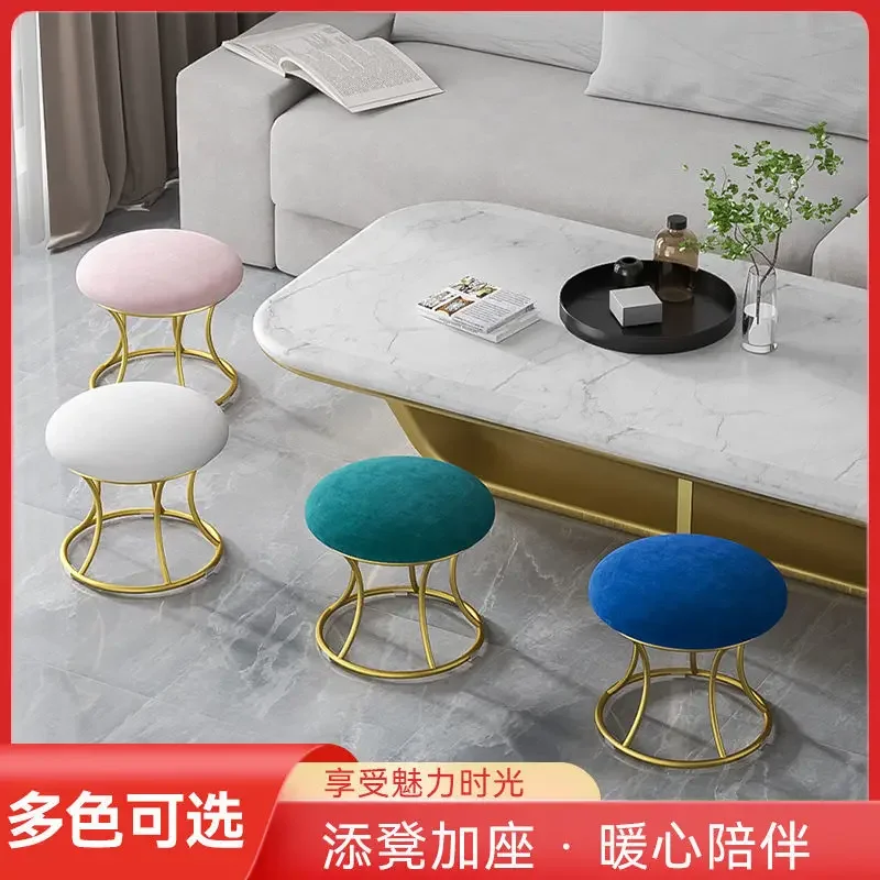 

Nordic Light Luxury Household Tea Table Stools Shoe Changing Round Stools Short Stool Nail Stool Dressing Stool Makeup Ottomans