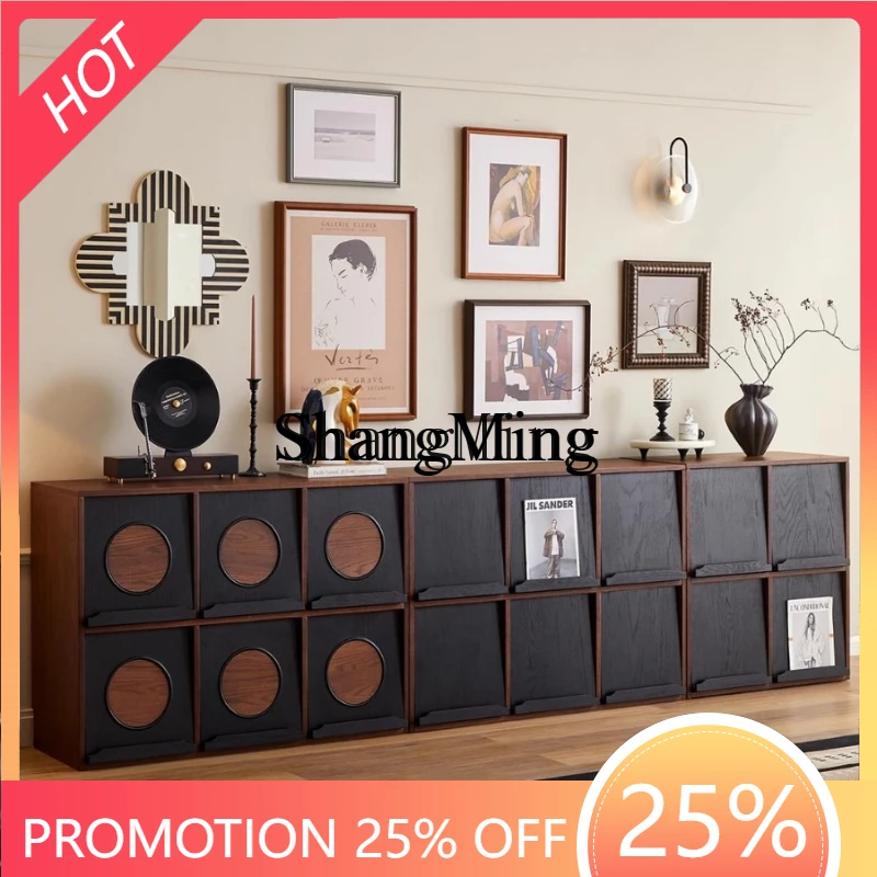 

SM wood, household small apartment floor module display cabinet study retro storage integrated cabinet