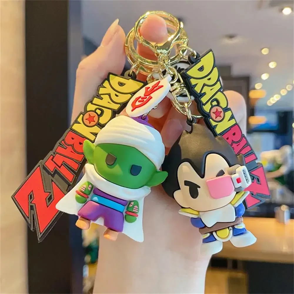 Dragon Ball Keychain PVC Cartoon Anime Figure Trunks Son Goku Piccolo Buu Vegeta Action Figures Key Chain Keyring Bag Pendant