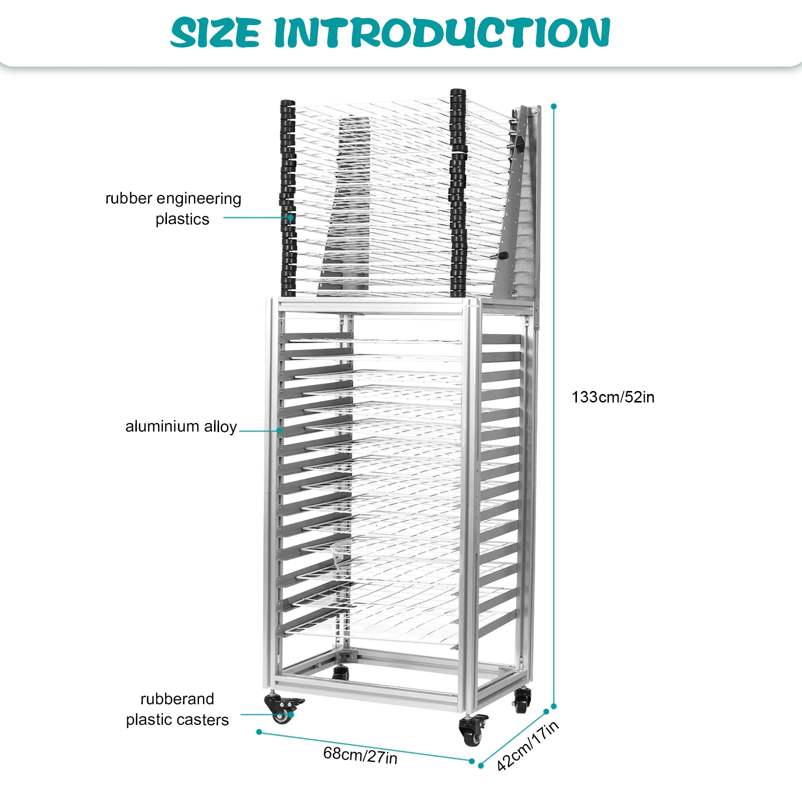 30-Layer Mobile Easel Drying Rack with Wheels Dual-Purpose Drying Rack Multi-Function Storage Rack for School Classroom Studio