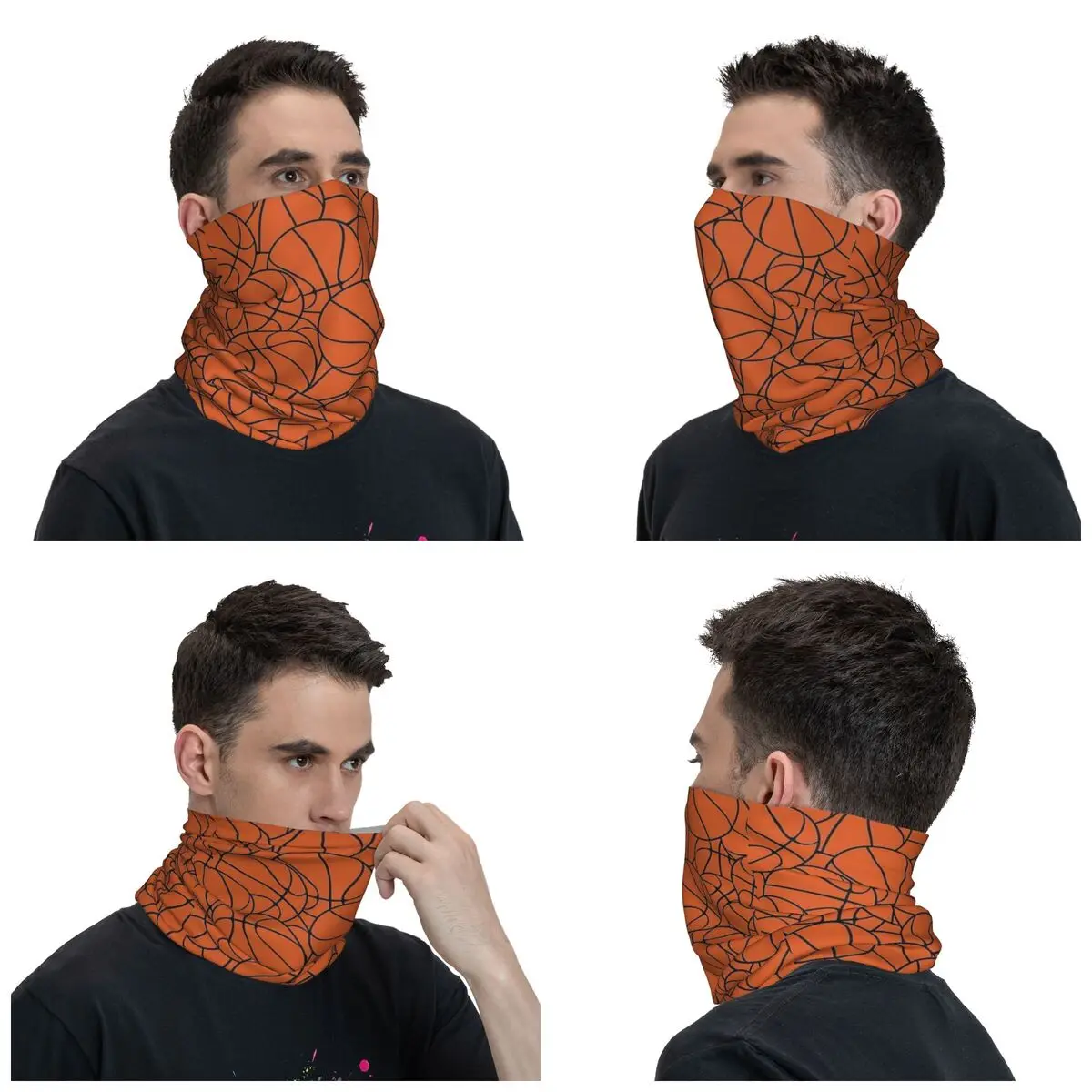 Basketball Pattern Bandana Neck Gaiter Printed Balaclavas Face Mask Scarf Warm Headwear Running Unisex Adult Breathable