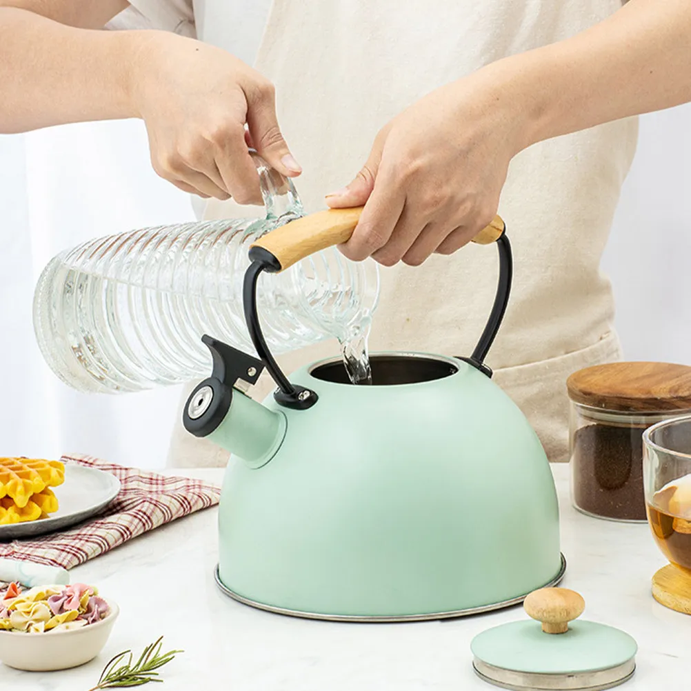 1Pcs Boiling Kettle Stainless Steel Teapot Flat Bottom Design Ergonomic Spout Prevent Overflow Easy Clean Practical