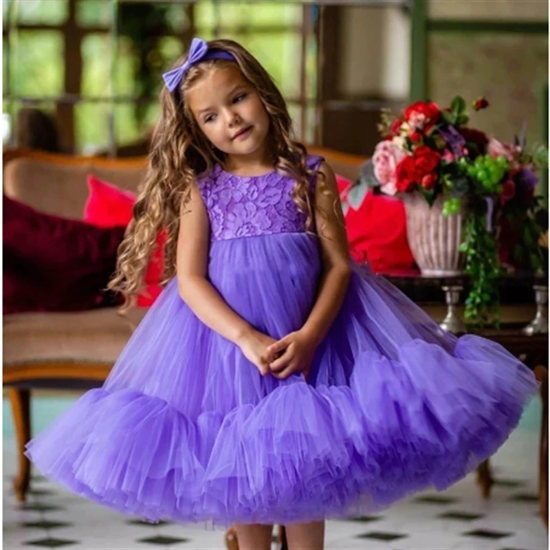 

Flowers Baby Girl Dressesround Neck Sleeveless Ball Gown First Birthday Party Gowns Princess Pageant Formal Wear Events Gift