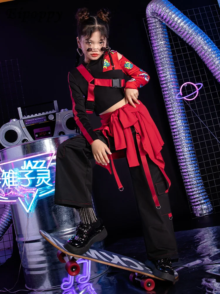 بدلة زي الهيب هوب للأطفال ، رائعة ، وسيمة ، ملابس رقص الشوارع ، الفتيات ، عصرية