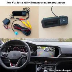Car Rear View Camera Trunk Handle Camera For Vw Jetta MK7 Bora 2019~2022 Back Up Reverse Camera RCA & Original Screen Compatible