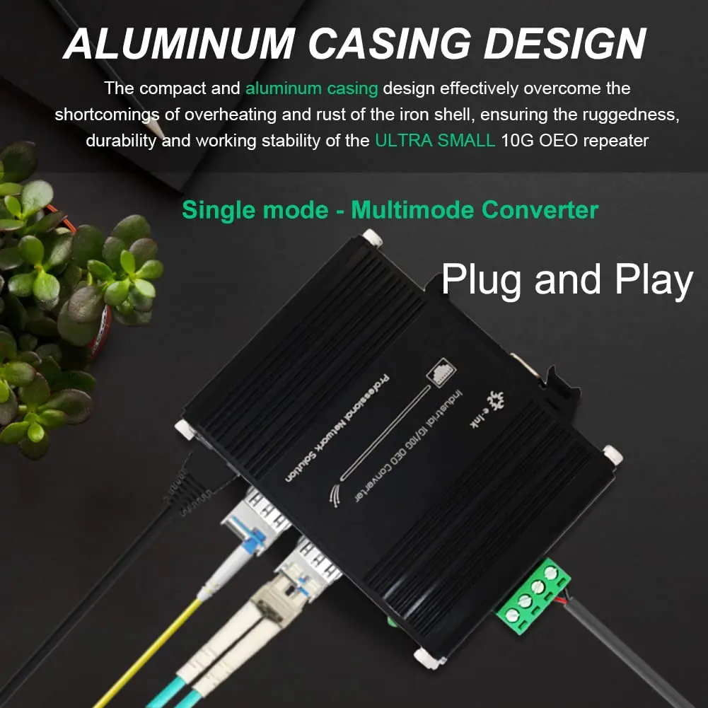 Industrial Media Converter 1G/10G SFP+ to SFP+ OEO Converter (3R Repeater)
