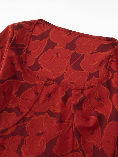 Ele rétro imprimé fleuri longue Sve Dr femmes minceur Sexy coupe Oblique Dr français Sle Polyester décontracté rond Ne