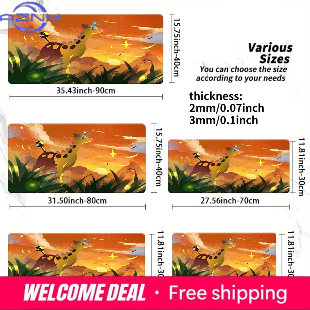 Girafarig Sunset Gaming Desk Mat Non-Slip Washable