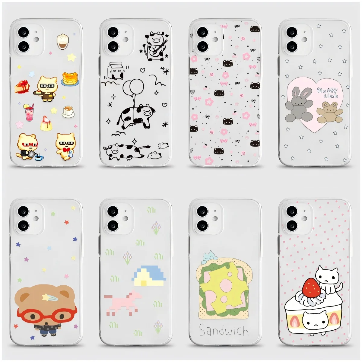 INS Sweet Dessert & Cute Cat Phone Case For Samsung A57 A07 A36 A26 A56 A16 A55 A35 A25 A15 A54 A34 A24 A14 A13 A53 Clear Cover