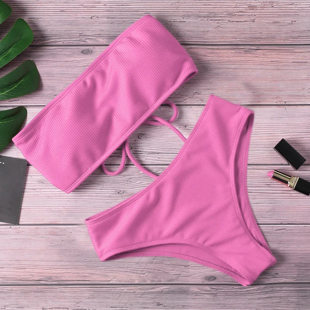 

Пляжная вечеринка, летние каникулы, розовый купальник с высокой талией, комплект бикини с высокой талией, летняя пляжная одежда, новый повседневный стиль