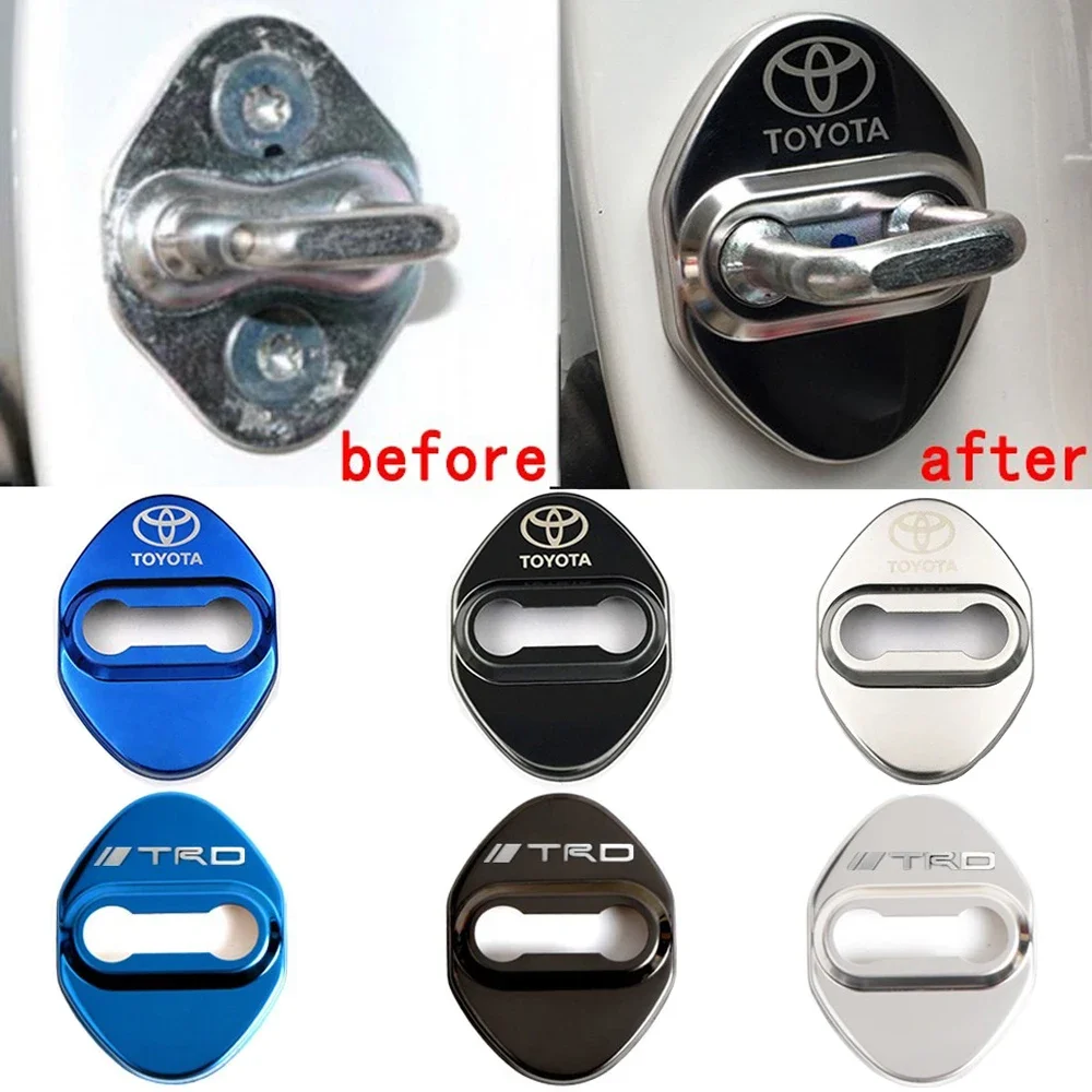 4Pcs Car Accessories Auto Protect Door Lock Cover Sticker for Toyota Fortuner Chr Verso Prius Hiace Yaris Trd Corolla Camry Rav4