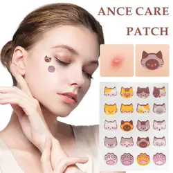 Remendo bonito do anti-acne do gato-como, 20 peças, hydrocolloid, etiqueta da remoção da espinha, reparo delicado, controle do óleo, respirável, calmante, cuidado facial