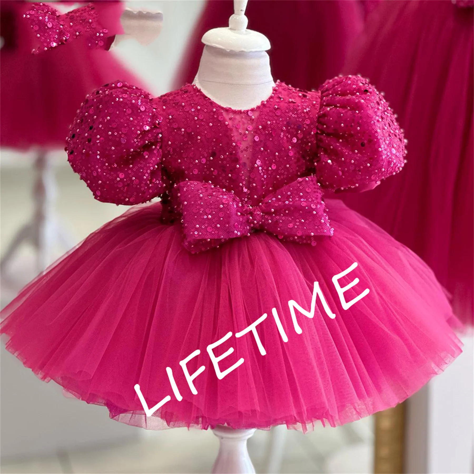 Puffy Mother and Baby Dress Glitter Flower Girl Dresses Cute Girl Princess Dress Girl Wedding Party Dress Child Kids Dresses