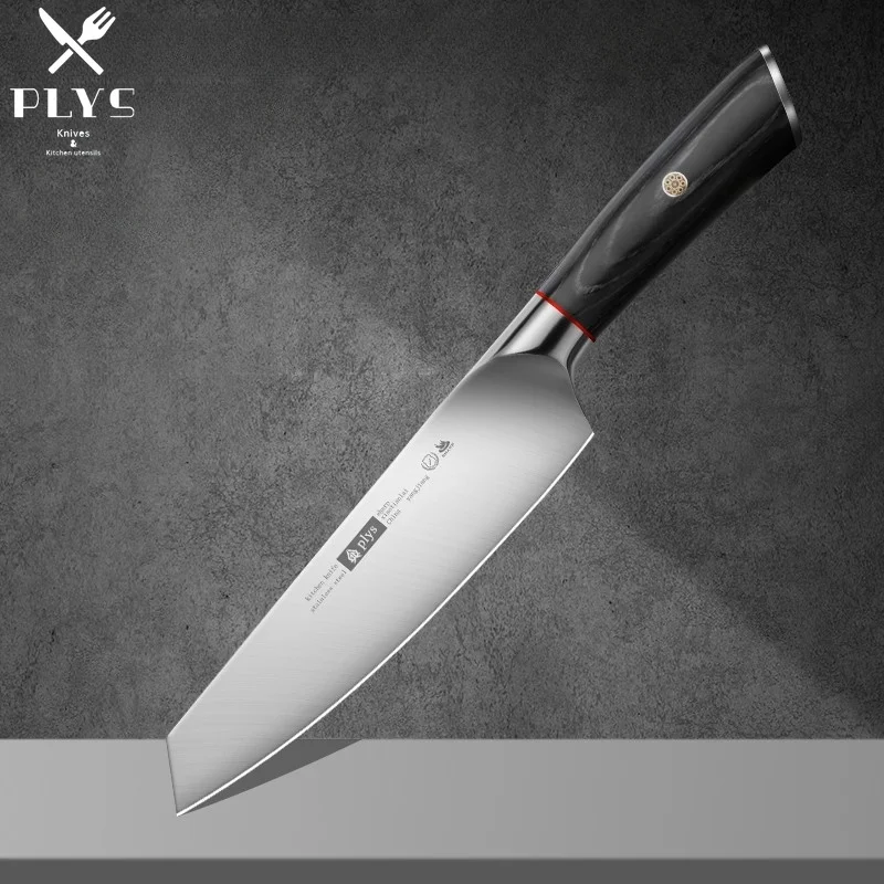 Stainless Steel Chef Knife, Household Kitchen Cutting Meat and Vegetables Utility Knife Solid Wood Handle Sharp Meat Cleaver