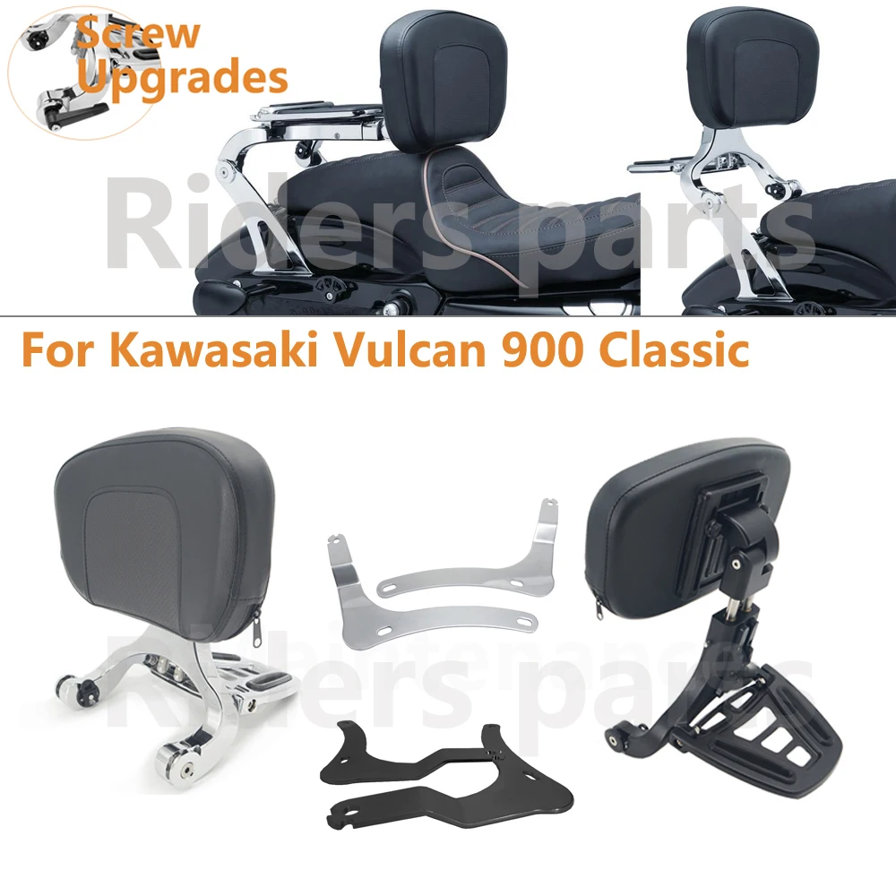 Wielofunkcyjne oparcie pasażera kierowcy czarne chromowane do Kawasaki Vulcan 900 Classic