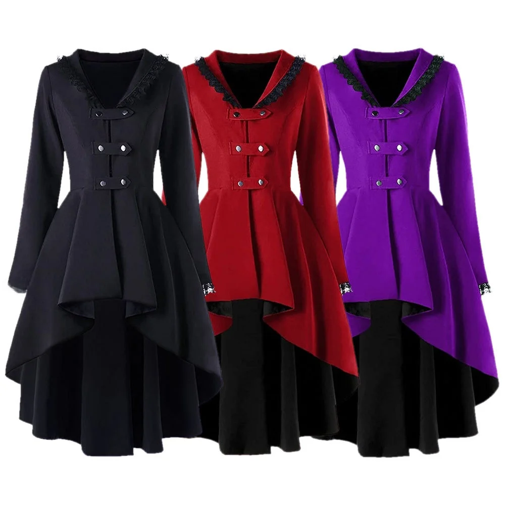 

Длинный фрак в стиле ретро, необычный подол, сценический костюм, фрак на Хэллоуин, женский традиционный китайский костюм