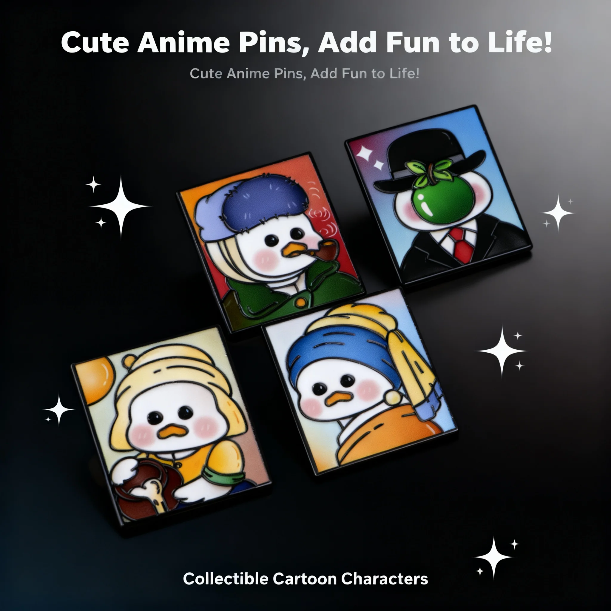 

4pcs Cute Duck Oil Painting Enamel Pin Funny Badges for Backpack Women's Brooches Hat Lapel Pins Cosplay Accessories Toys Gifts