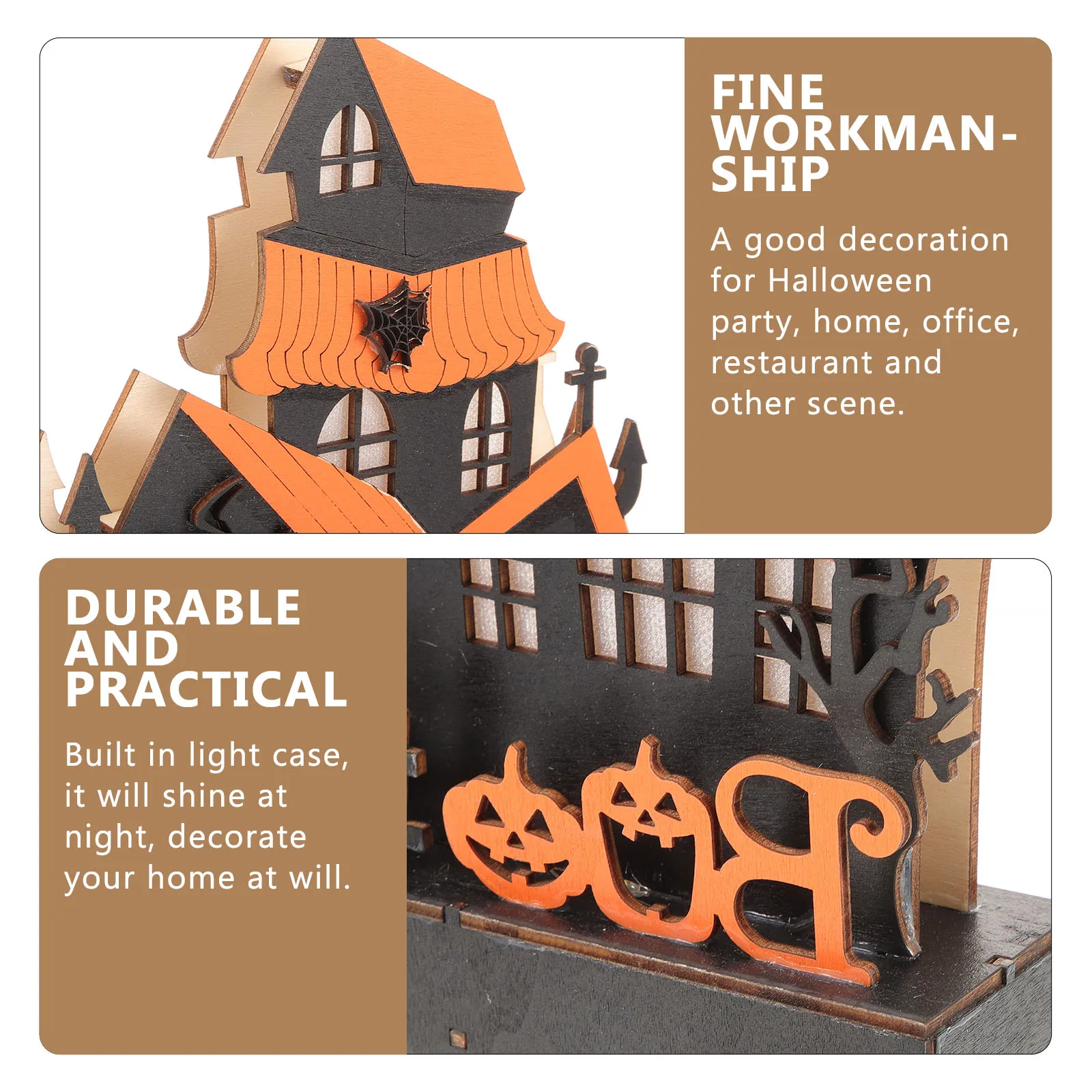 

Haunted House Decorations Figurines Halloween Indoor Ghost Scary Spooky Season Wooden for Home Office
