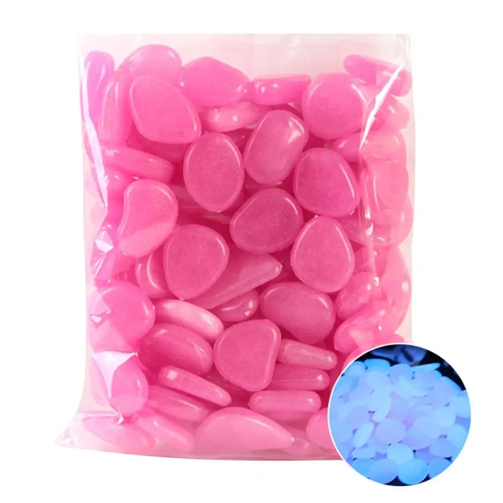 50Pcs Glow Pebble Irregular Shape Non-mineral Aquarium Decor Creative Glow Stones for Potting view 2