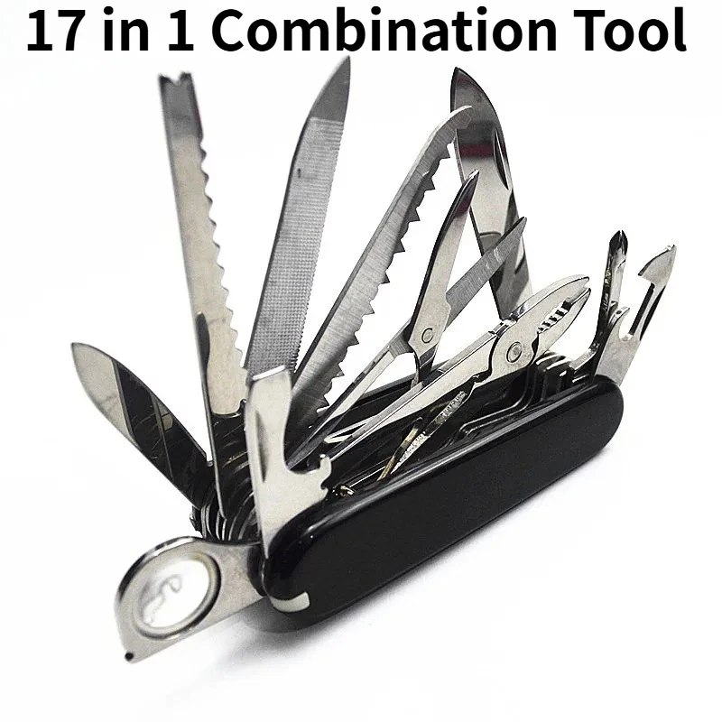 

NEW 17 in 1 Stainless Steel Multi Functional Combination Tool Mountaineering Portable Multi Purpose Outdoor Survival EDC Tool