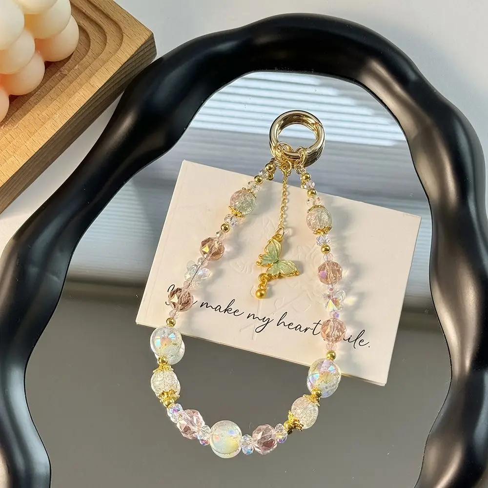 Acrylic Butterfly Phone Chain Butterfly Love Heart Y2K Phone Charm Strap Sweet Ins Love Heart Beaded Chain Bag Pendant