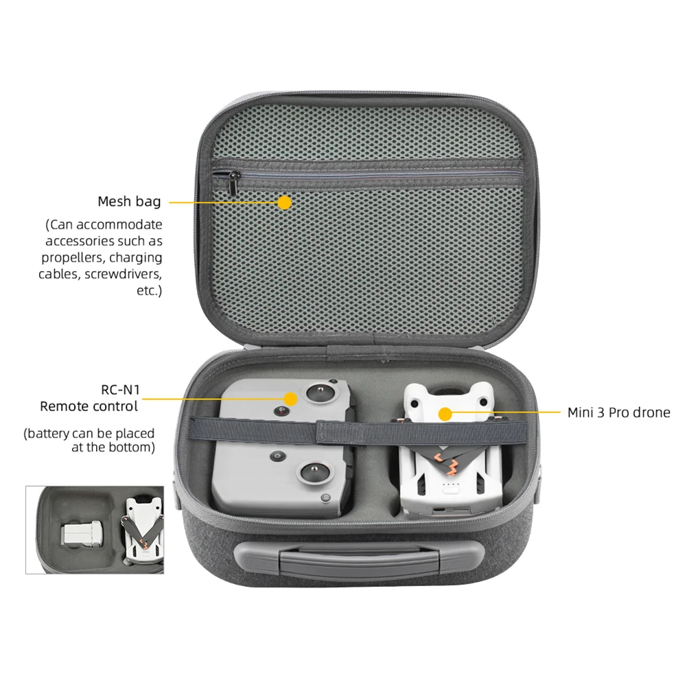 Per DJI Mini 3 Pro Storage Bag custodia per il trasporto telecomando batteria Drone Body Handbag per DJI Mini 3 Pro accessorio grigio