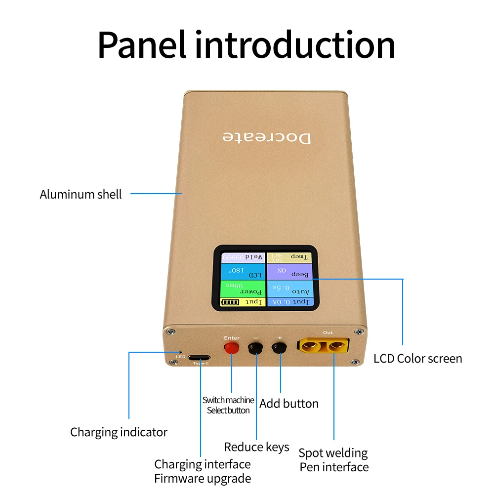 NTY SQ-SW2 Mini Portable Rechargeable Spot Welding Machine 1.8Inch LCD Spot Welding Machine Color Screen DisplayDIY Battery Pack