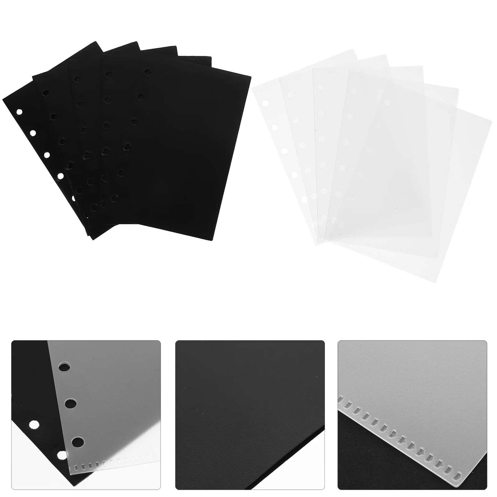 

10 Sheets Binder Pouch 6-Hole Plastic Folder for Files Documents Travel Essentials Storage Pockets Reusable Business Card Pouch