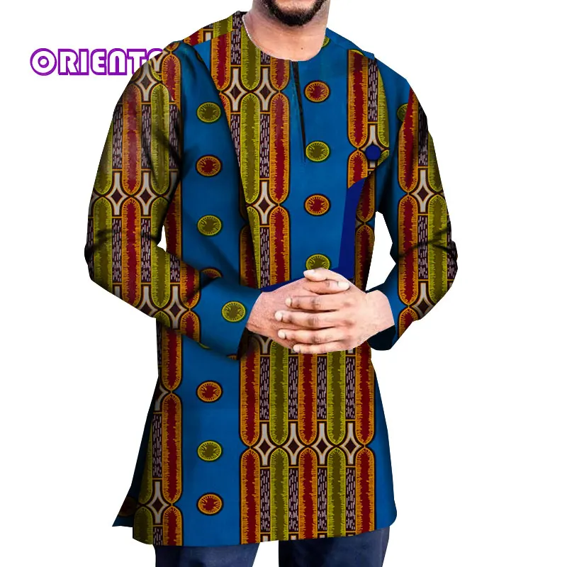 African Shirt for Men Long Sleeve African Dashiki Shirt African Print Men's Cotton Shirts Tops African Clothes WYN1222