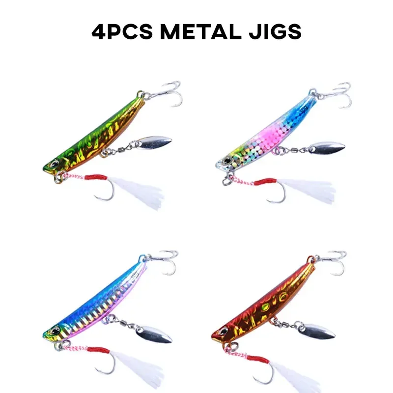 

Metal Jig Spoon Fishing Lures 4pcs 15g 4.9cm Shore Casting Micro Jig Slow Artificial Hard Baits Spinnerbait For Bass Tuna Pesca