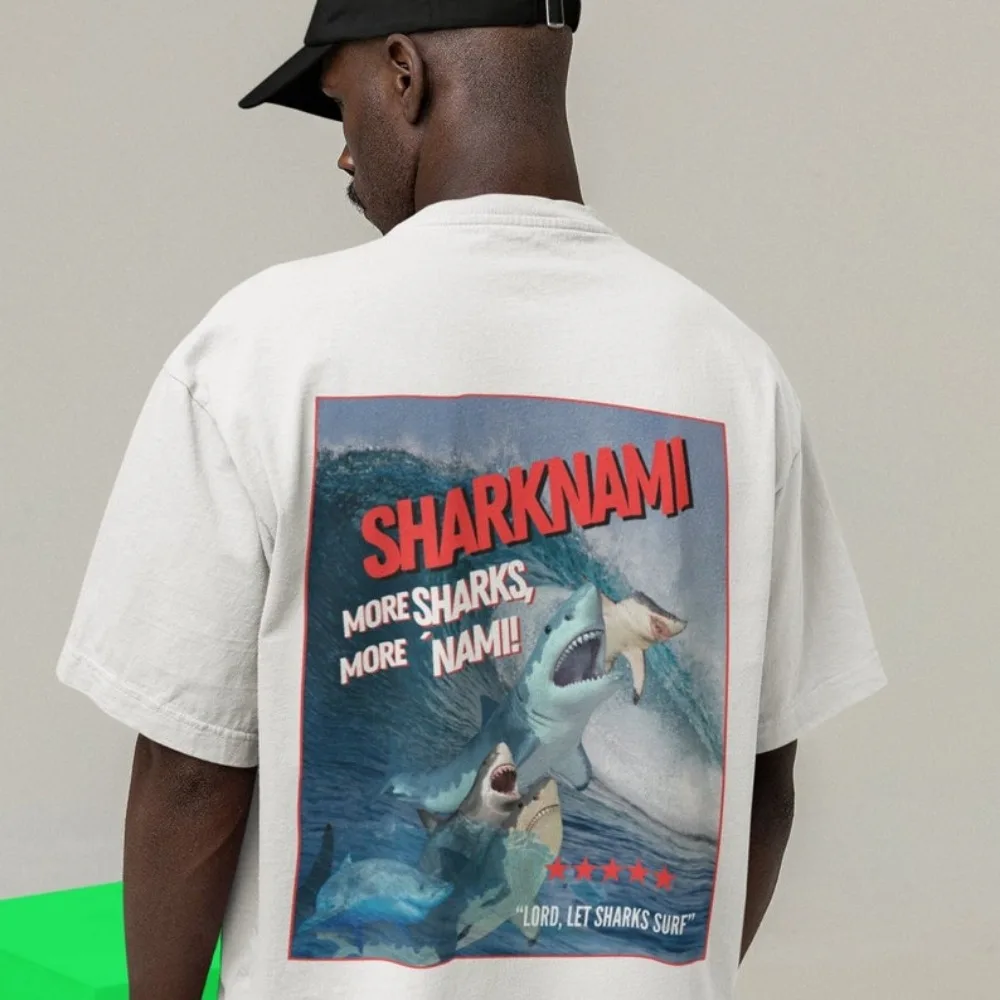 

Футболка с изображением акулы, футболка для мусора, футболка с изображением акулы, крутые топы для мусора, футболки для серфинга с акулами, летняя мужская толстовка, хлопок высокого качества