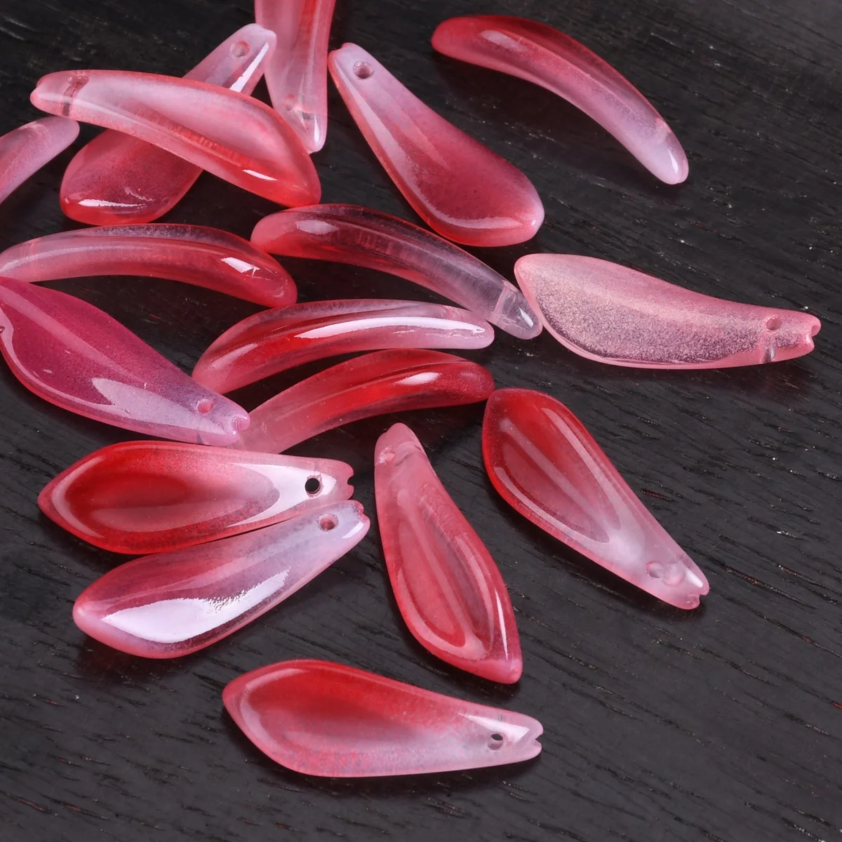 10pcs 9x25mm Leaf Petal Shape Handmade Lampwork Glass Loose Pendants Beads For Jewelry Making DIY Crafts Findings