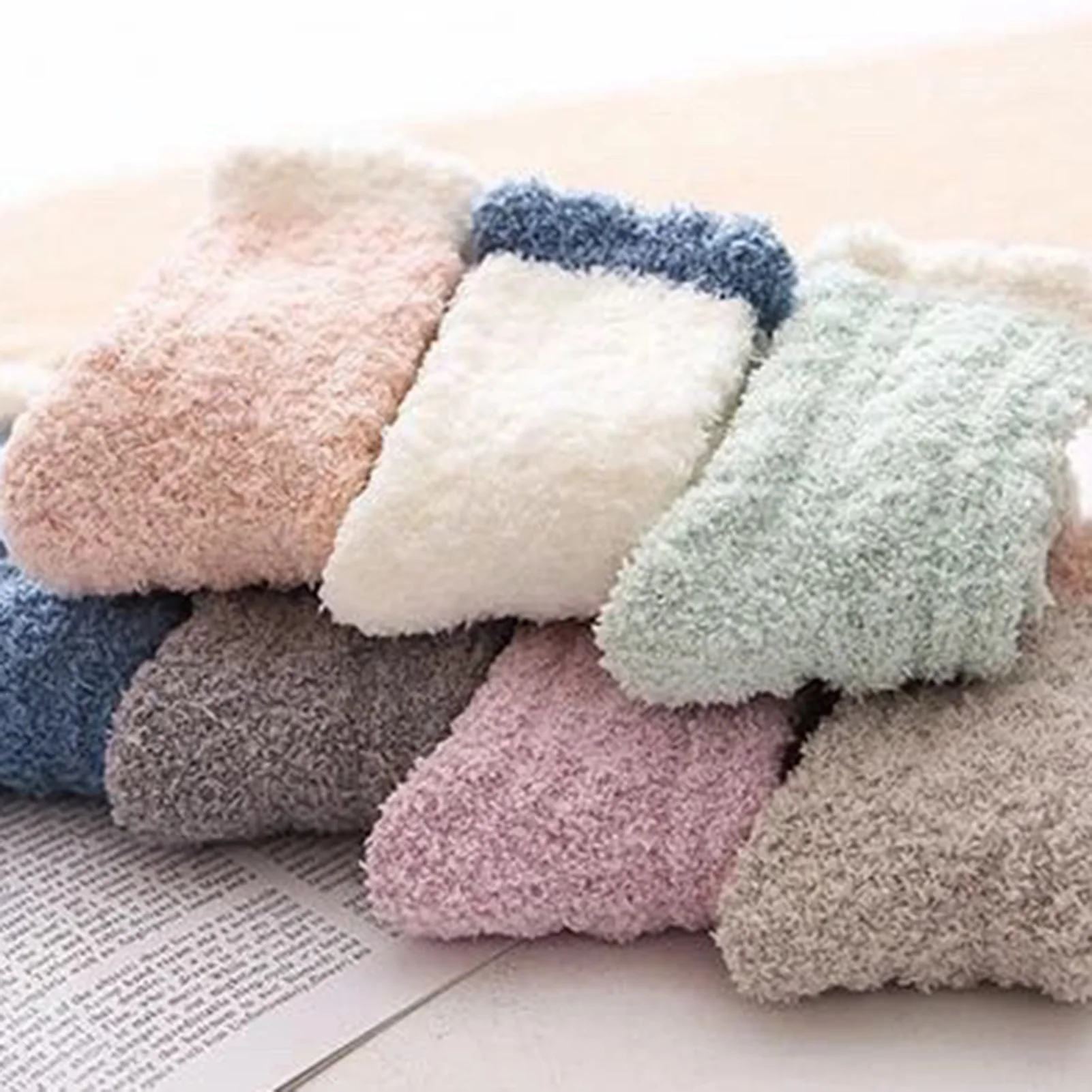 Damen Fuzzy Warm Home Socken Korallen Fleece atmungsaktive warme Socken für Winter Herbst kaltes Wetter d88