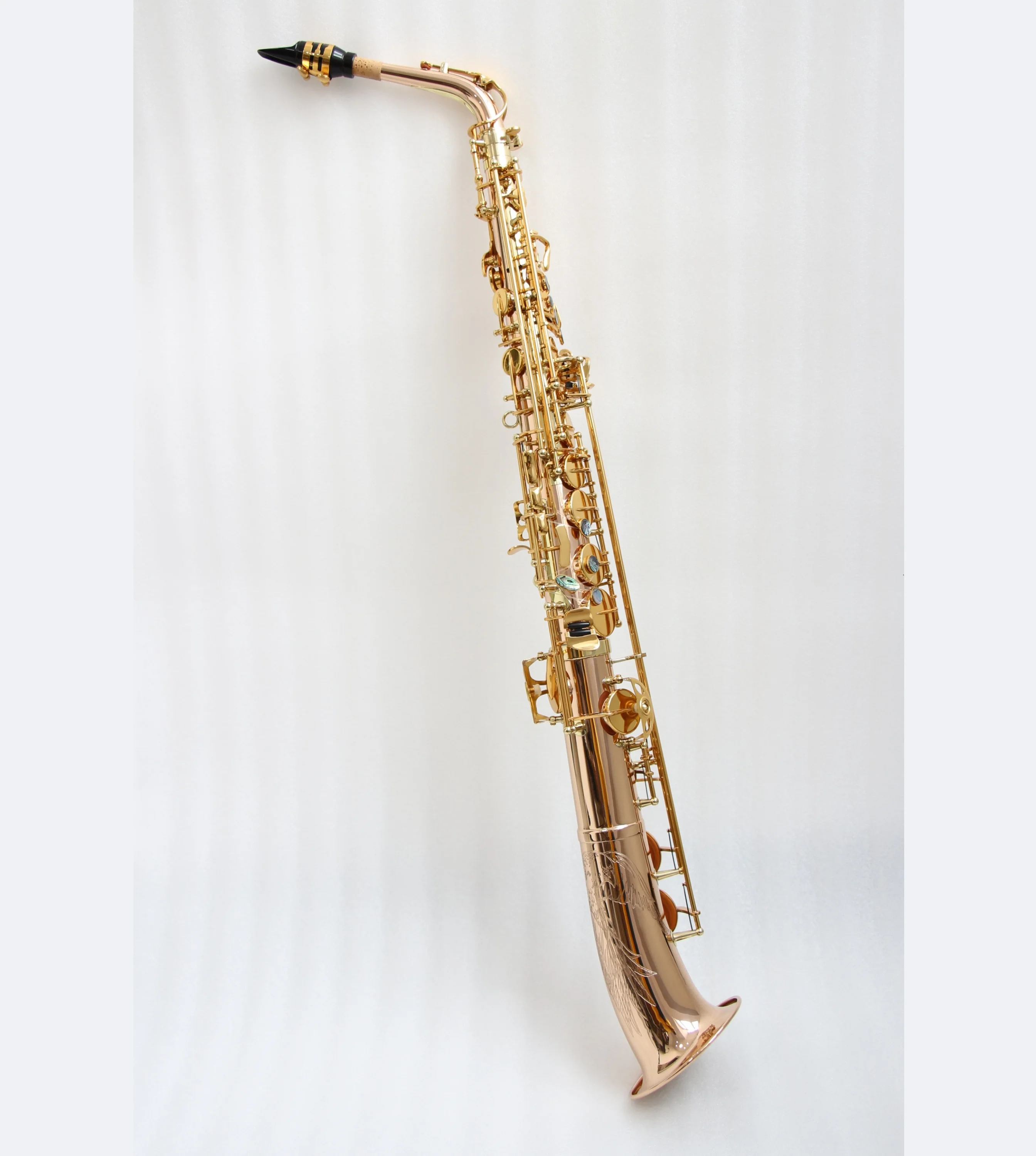 Gold Brass Body Straight Alto Saxophone with Clear Lacquer OEM Brass Instrument Without High F# Key EB Tone