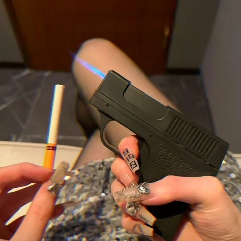 Fashionable Windproof 10 Cigarette Box Gun Style Inflatable Lighter Outdoor Portable Butane Smoking Accessories Men's Gift - Image 3