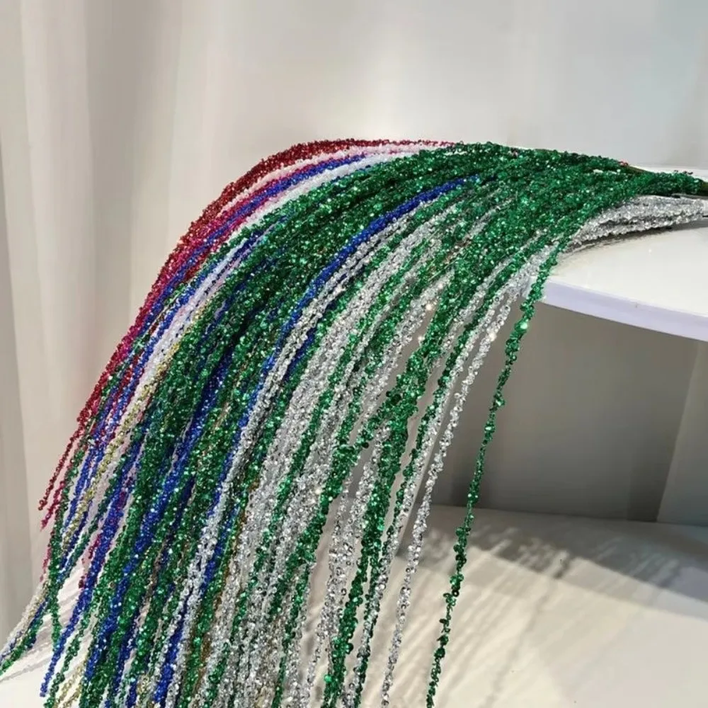Sequin Glitter Christmas Branch Sticks Tassel Design Artificial Plant Artificial Plant Decoration White Color Wheat Ears Style