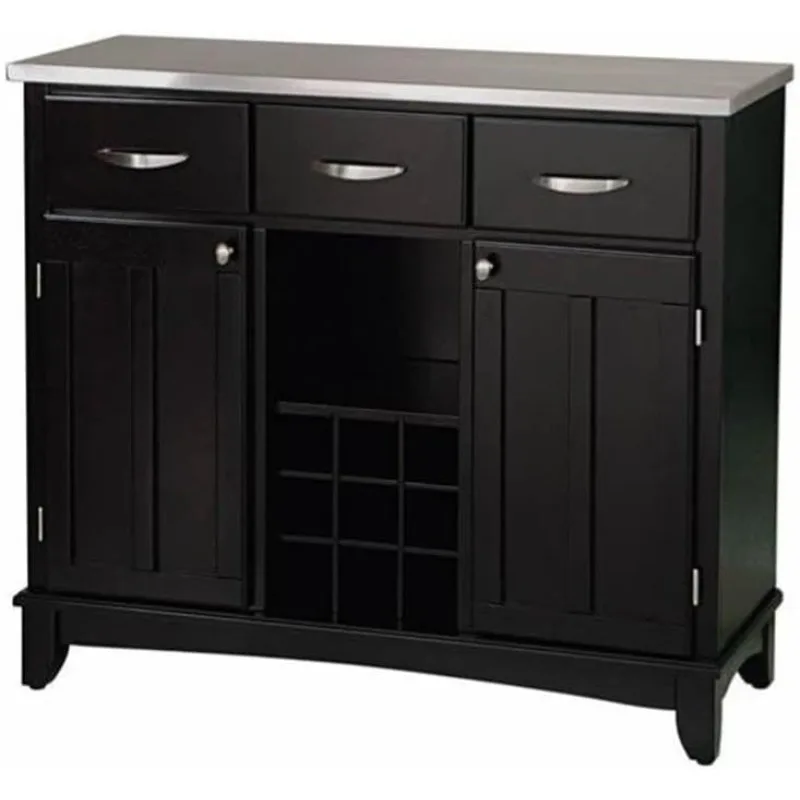 Server Sideboards Buffets Credenzas Three Utility Drawers and Two Wood Framed Cabinet Doors with An Adjustable Shelf for Storage