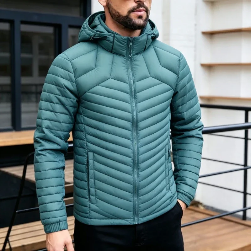 Outdoor Lightweight Puffer Jacket Man's Hooded Insulated Thermal Puffy Winter Heated Parkas Man New Outerwear Padded Parka Coats