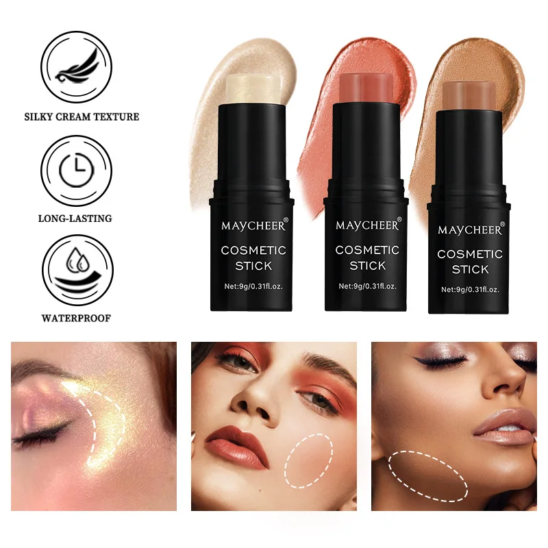 Flower Knows Glitter Highlighter Bronzer Contour Stick do twarzy Róż w proszku Kremowy makijaż Kosmetyki