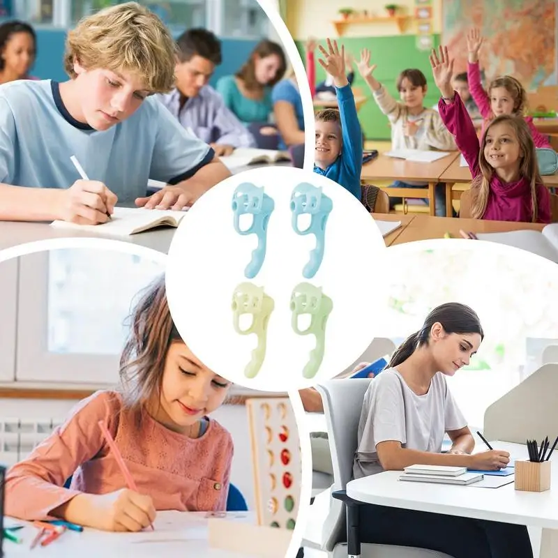 Ручки для карандашей для студентов, 4X ручки с пятью пальцами, ручки для письма для начинающих, инструмент для обучения письму, захват для коррекции осанки