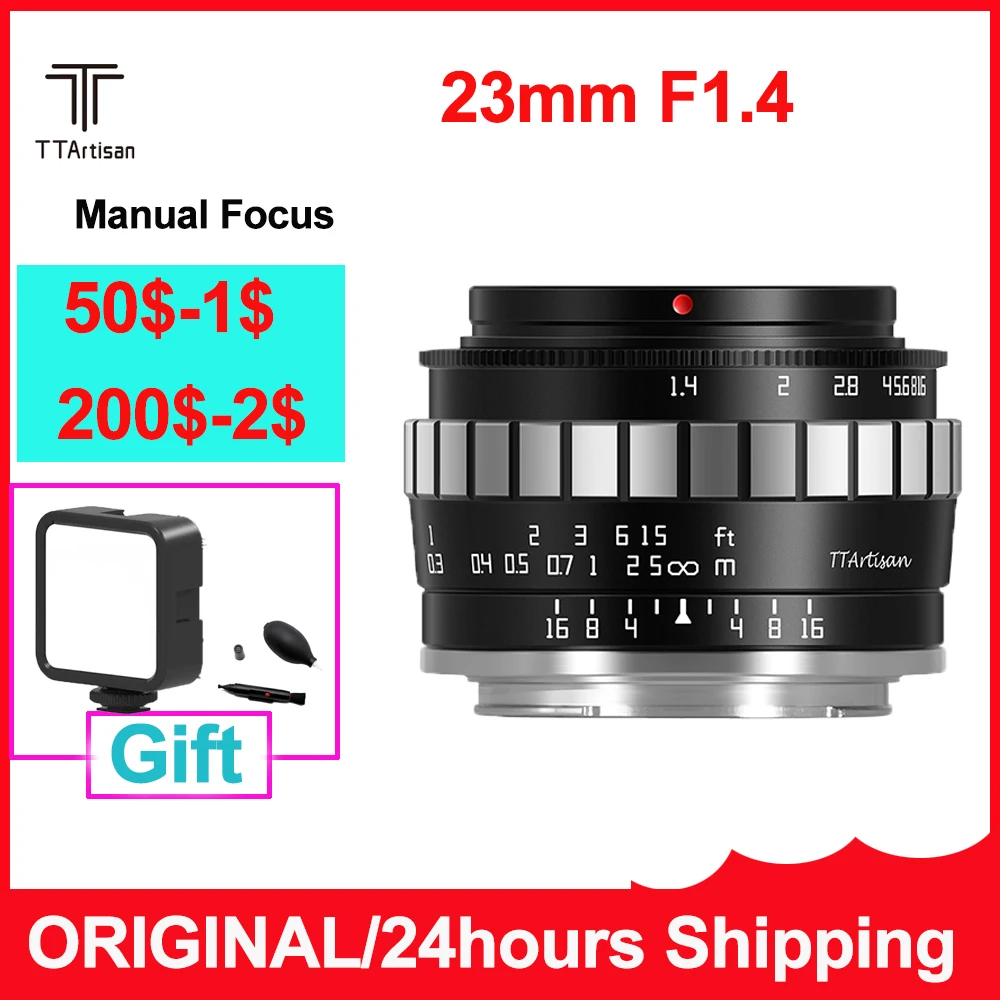 TTArtisan 23mm F1.4 Manual Focus Camera Lens for Sony E Mount a6300 Fuji XA XT3 XE Canon M6 Panasonic Olympus M43 Nikon Z30 Z50