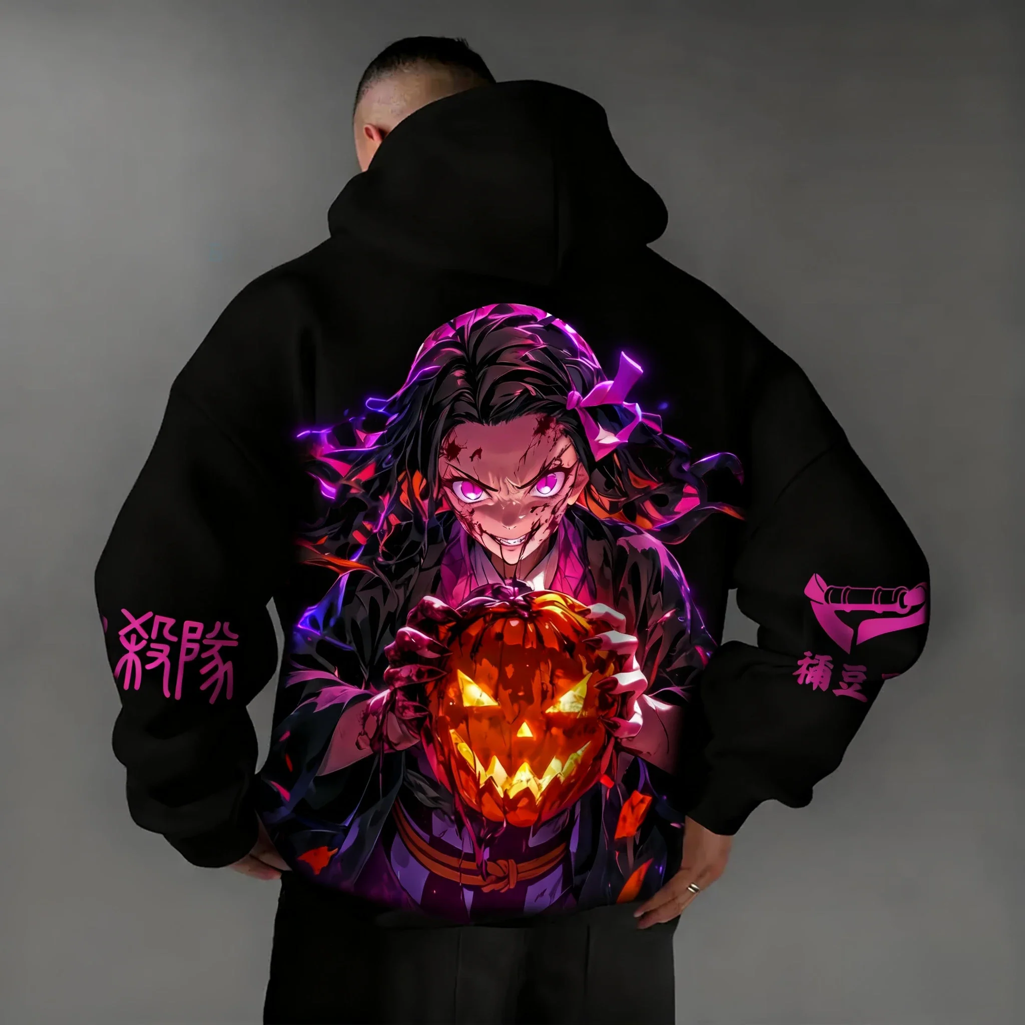 

Demon Slayer Anime Halloween Joint Hoodie 2026 Autumn/Winter Men's Kamado Nezuko Printed Casual Sports Sweatshirt Top