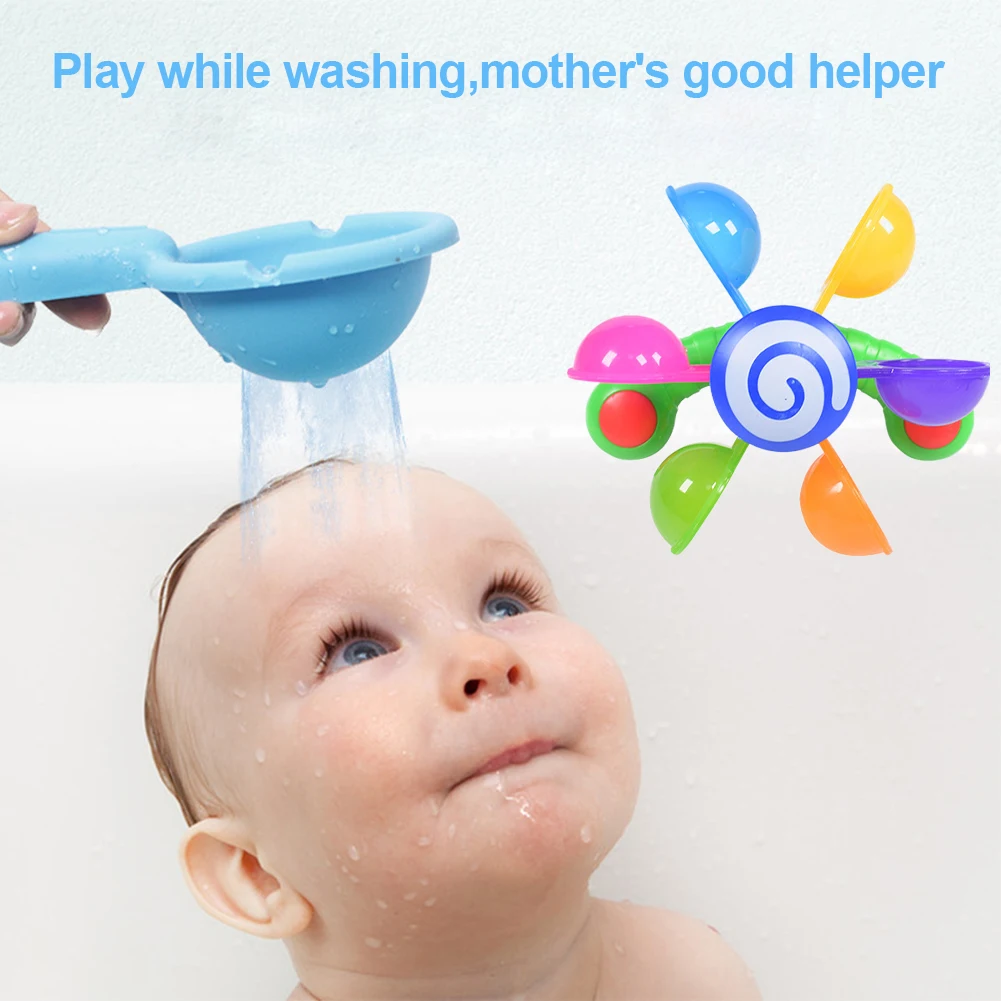 Colorful Waterwheel Bathing Sucker Baby Bath Toys Bathtub Water Spray Play Set Shower Sprinkler Toy For Kids Toddler Children